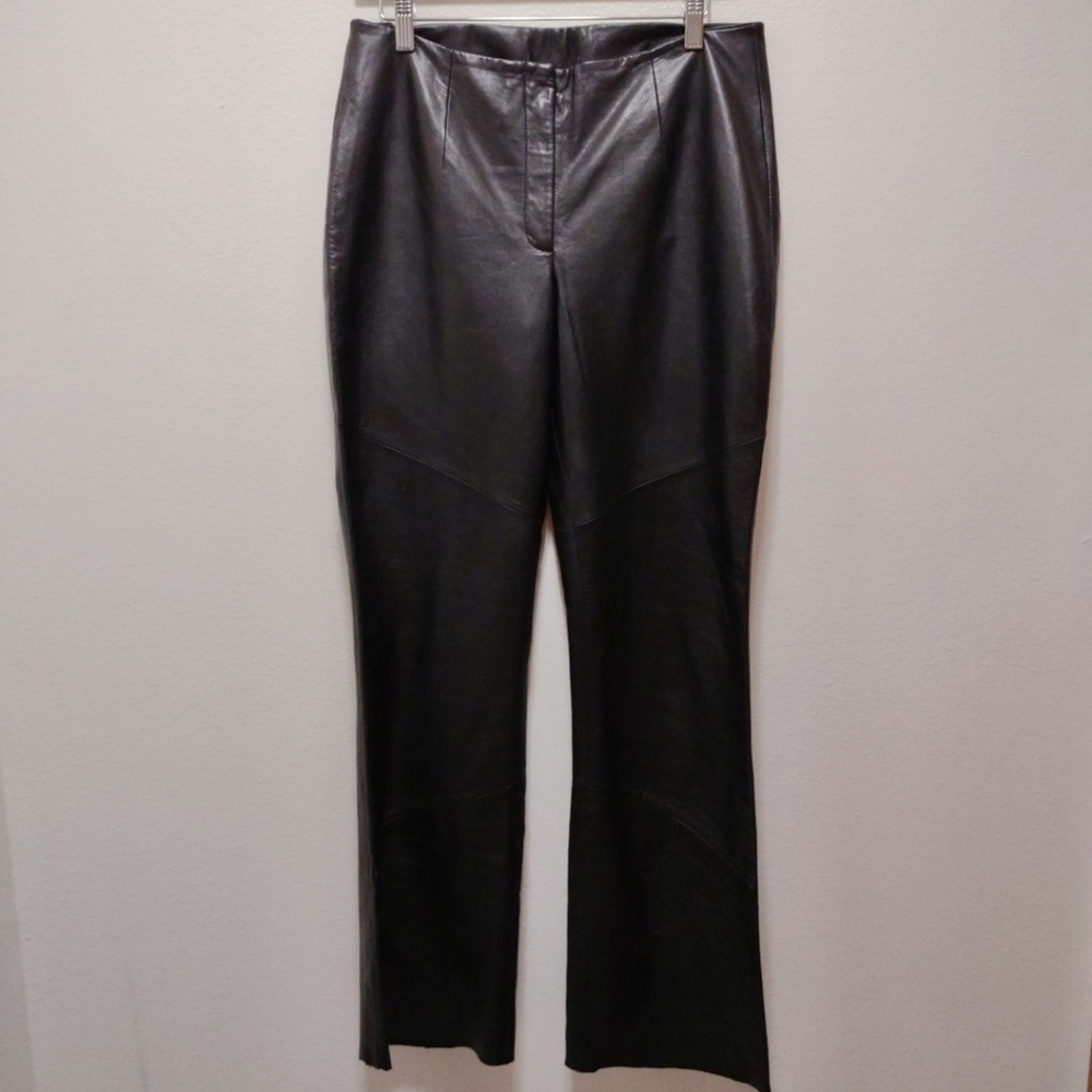 Vintage Black Genuine Leather Pants